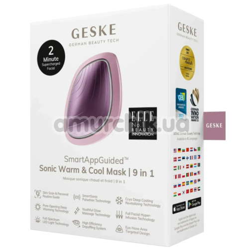 Ультразвуковой массажер-маска для лица Geske Sonic Warm & Cool Mask 9 in 1, светло-розовый