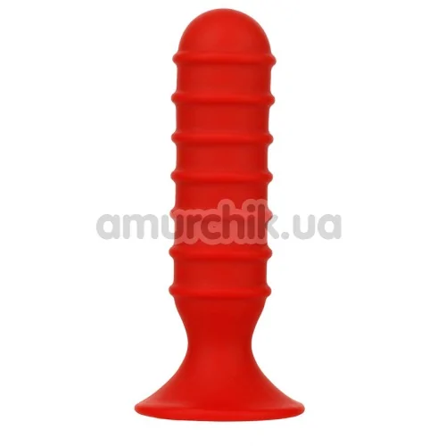 Анальна пробка Menz Stuff Ribbed Torpedo 5, червона - Фото №1