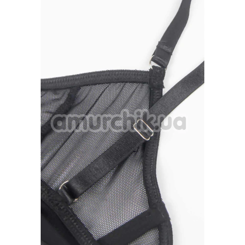 Комплект Star Night Luxury Rhinestone Lingerie Set, чорний: бюстгальтер + трусики-стрінги + корсет