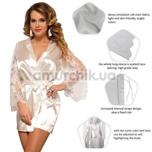 Комплект Star Night Elen Set, белый: халатик + трусики-стринги