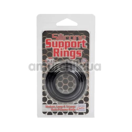 Набор эрекционных колец Silicone Support Rings, черный
