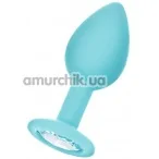 Анальная пробка с прозрачным кристаллом ToDo Anal Plug Brilliant M, бирюзовая - Фото №1