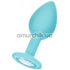 Анальная пробка с прозрачным кристаллом ToDo Anal Plug Brilliant M, бирюзовая - Фото №1