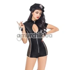 Костюм полицейской JSY Sexy Lingerie SO3694 черный: боди + фуражка + наручники - Фото №1
