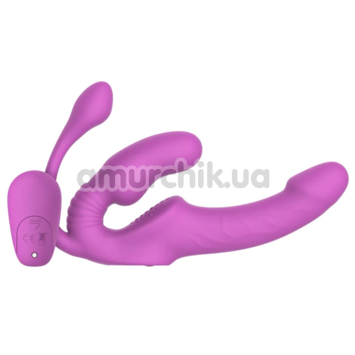 Безременевий страпон з вібрацією Teazers Strapless Strap-On With Anal Plug, рожевий