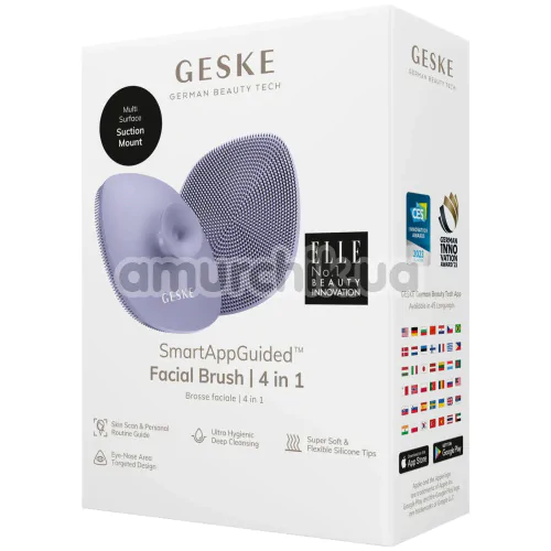 Щетка для лица Geske Facial Brush 4 in 1 Suction Mount, сиреневая