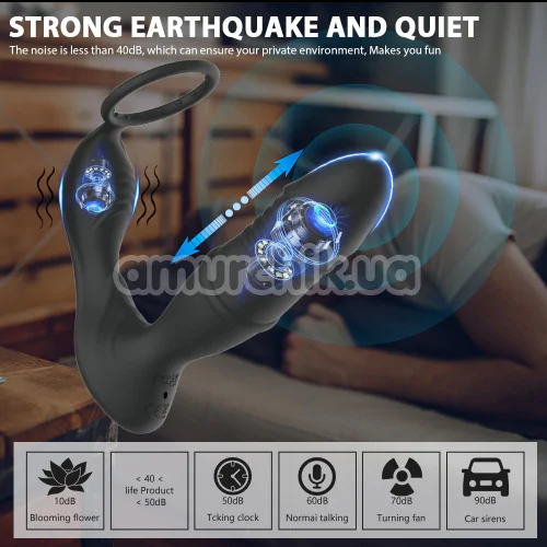 Вібростимулятор простати з поштовхами Men's Play Thrusting Prostate Massager App Controlled B5, чорний