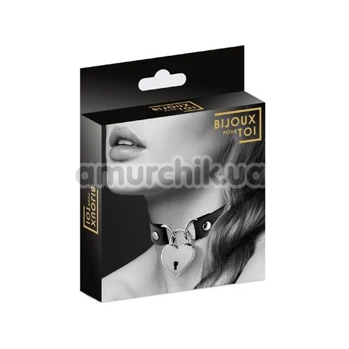 Ошейник Bijoux Pour Toi Heart Lock, чёрный