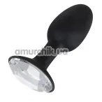Анальная пробка с прозрачным кристаллом Diamond Silicon Plug, 11 см черная - Фото №1