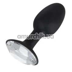 Анальная пробка с прозрачным кристаллом Diamond Silicon Plug, 11 см черная - Фото №1