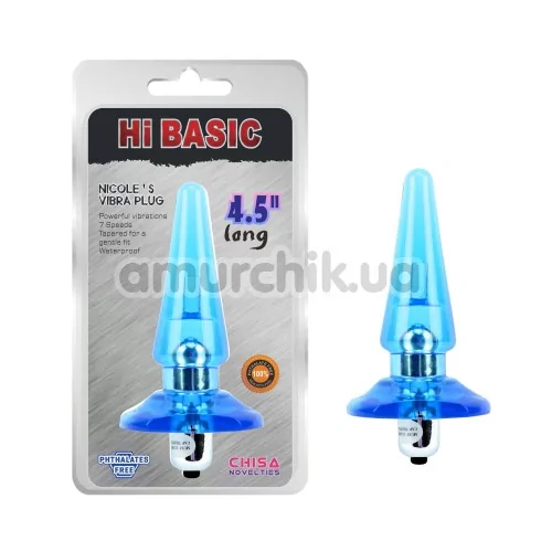 Анальна пробка з вібрацією Hi Basic Nicole's Vibra Plug, блакитна