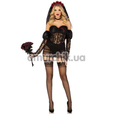 Костюм невесты Leg Avenue Heartbreak Bride Costume черный: боди + рукава + вуаль + чокер - Фото №1