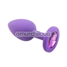 Анальная пробка с фиолетовым кристаллом Loveshop Seamless Butt Plug S, фиолетовая - Фото №1