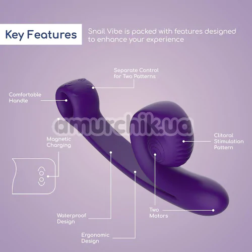 Вибратор для клитора и точки G Snail Vibe Curve, фиолетовый