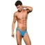 Трусы-стринги мужские Microfiber Zip Up Low-Rise Thong, голубые - Фото №1