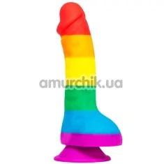 Фалоімітатор Pride Dildo з мошонкою, райдужний - Фото №1