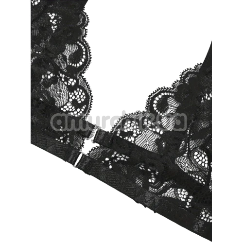 Комплект Star Night Bra Garter Belt, черный: бюстгальтер + трусики с гартерами