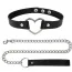 Ошейник с поводком DS Fetish Heart Collar With Leash, черный - Фото №1