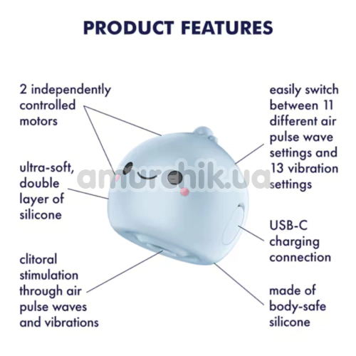 Симулятор орального секса для женщин с вибрацией Satisfyer Mochi, голубой