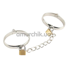 Фіксатори для ніг DS Fetish Metal Ankle Cuffs With Locks, срібні - Фото №1