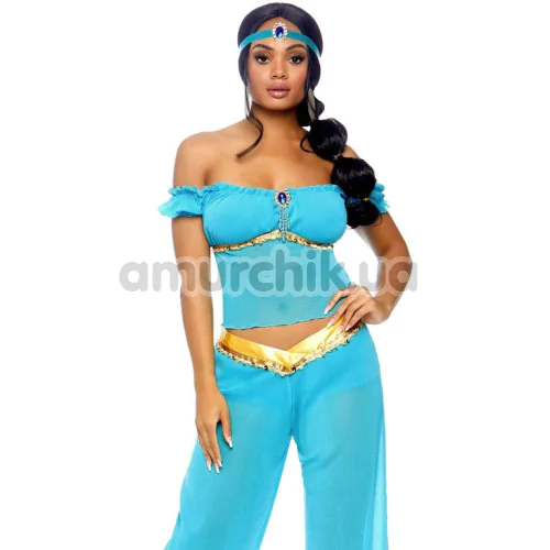 Костюм восточной красавицы Leg Avenue Arabian Beauty, голубой: топ + штаны + повязка на голову
