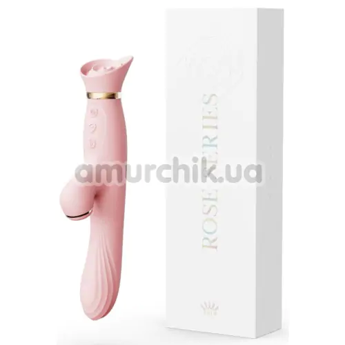Вибратор с вакуумным стимулятором и подогревом Zalo Rose Rabbit Vibrator, розовый