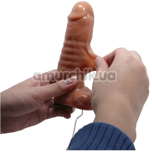 Страпон с вибрацией Ultra Passionate Harness Realdeal Penis Strap On, коричневый