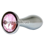 Анальная пробка со светло-розовым кристаллом Exclusivity Jewellery Silver Straight Plug M, серебряная - Фото №1