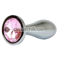 Анальная пробка со светло-розовым кристаллом Exclusivity Jewellery Silver Straight Plug M, серебряная - Фото №1