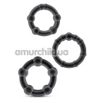 Набор эрекционных колец Stay Hard Beaded Cockrings, черный - Фото №1