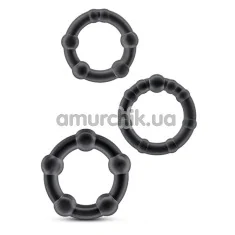 Набор эрекционных колец Stay Hard Beaded Cockrings, черный - Фото №1