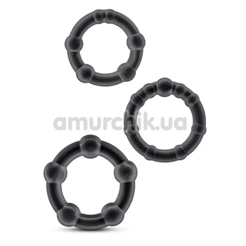 Набор эрекционных колец Stay Hard Beaded Cockrings, черный - Фото №1