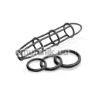 Набір з 4 предметів Cockcage & Ring Set: клітка для пеніса + ерекційні кільця, чорний - Фото №1