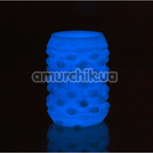 Мастурбатор светящийся в темноте Addiction Silicone Stroker + вибропуля Power Bullet, голубой