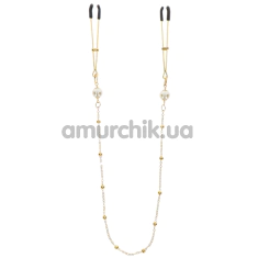 Зажимы для сосков Taboom Tweezers Pearl & Deluxe Chain, золотые - Фото №1