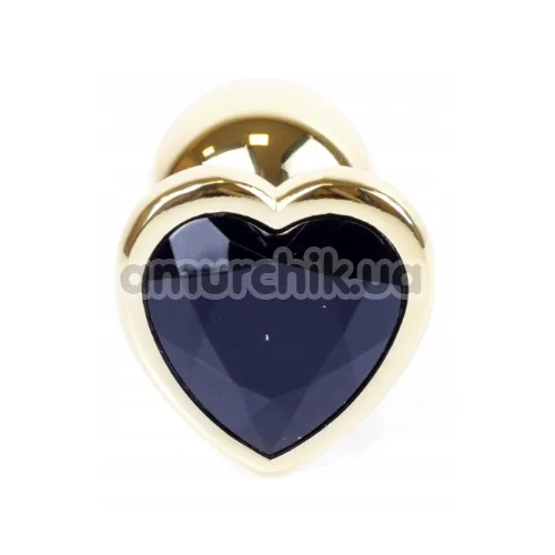 Анальна пробка із чорним кристалом Exclusivity Jewellery Gold Heart Plug, золота