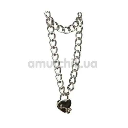Нашийник DS Fetish Metal Collar With Heart, срібний