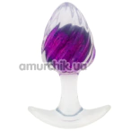 Анальная пробка Crystal Ribbed Butt Plug Large, фиолетовая - Фото №1