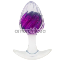 Анальна пробка Crystal Ribbed Butt Plug Large, фіолетова - Фото №1