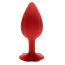 Анальна пробка з прозорим кристалом і червоним хвостиком Alume Silicone Plug With Tail S, червона - Фото №2