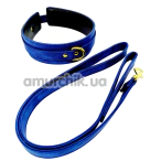 Ошейник с поводком DS Fetish Gold Collar With Leash, синий - Фото №1
