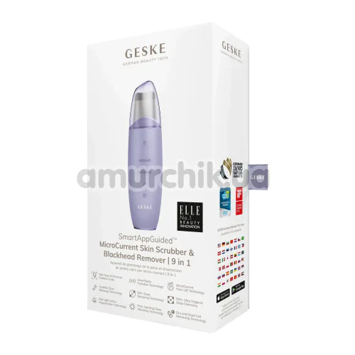 Микротоковый скрабер для кожи лица Geske MicroCurrent Skin Scrubber & Blackhead Remover 9 in 1, сиреневый