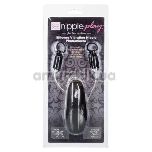 Зажимы для сосков с вибрацией Nipple Play Silicone Vibrating Nipple Pleasurizer, черные