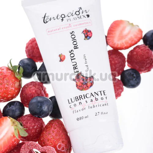 Оральный лубрикант Tentacion Playsex Frutos Rojos - красные ягоды, 80 мл