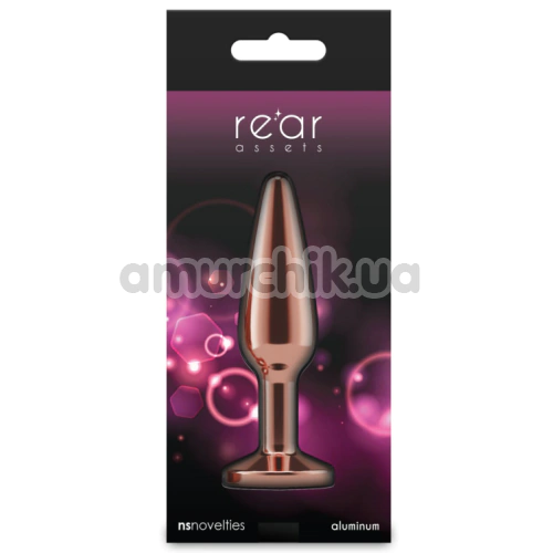 Анальна пробка з рожевим кристалом Rear Assets Metal Plug M Tapered, рожево-золота