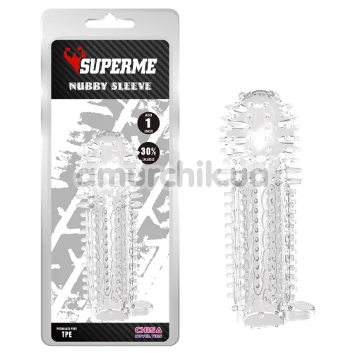 Насадка на пенис Superme Nubby Sleeve, прозрачная