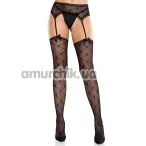 Колготки Leg Avenue Heart Garterbelt Stockings, чорні - Фото №1