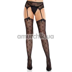 Колготки Leg Avenue Heart Garterbelt Stockings, черные - Фото №1