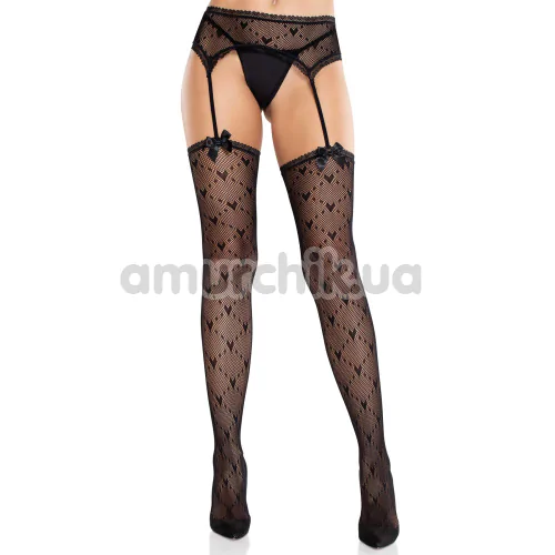 Колготки Leg Avenue Heart Garterbelt Stockings, черные - Фото №1