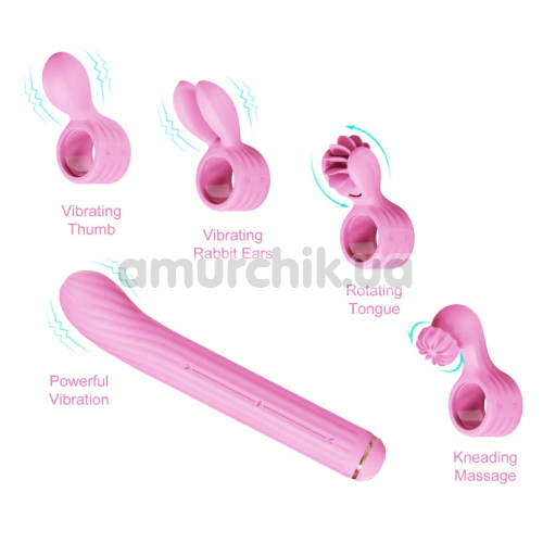 Вибратор для точки G с насадками Otouch Magic Stick S1 Plus, розовый